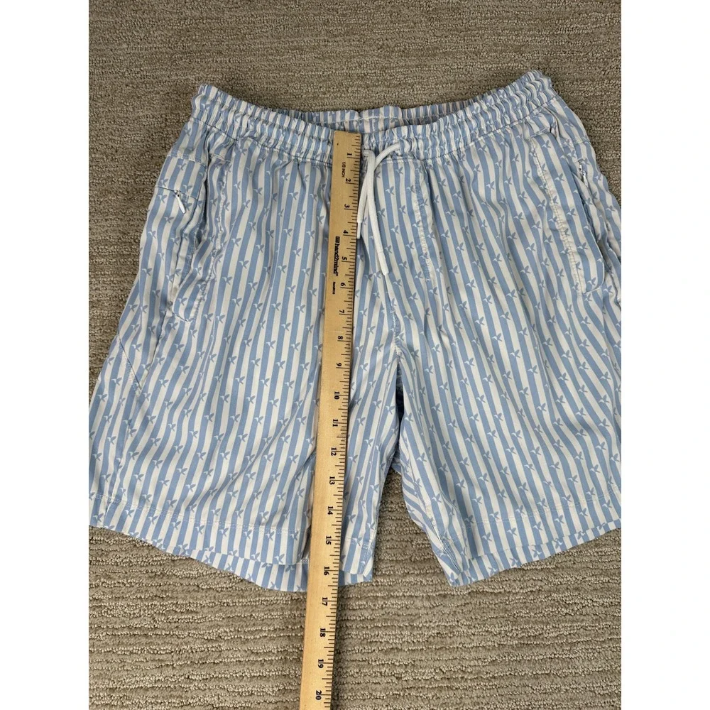 Birddogs Men L Blue White Stripe Hummingbird Lined Gym Athletic Shorts 6